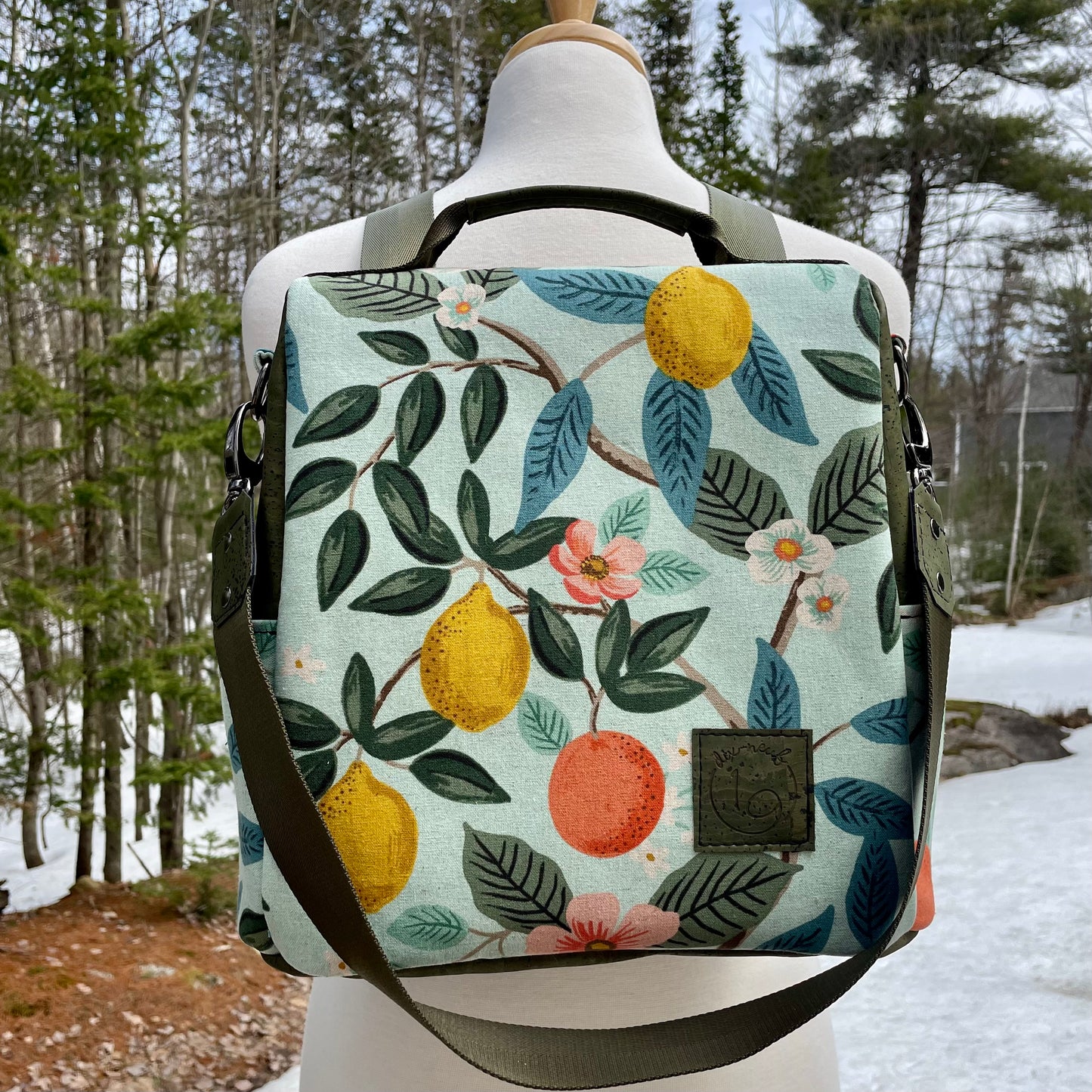 Le Gardien - Sac à dos à motif à motif d’agrumes, liège vert