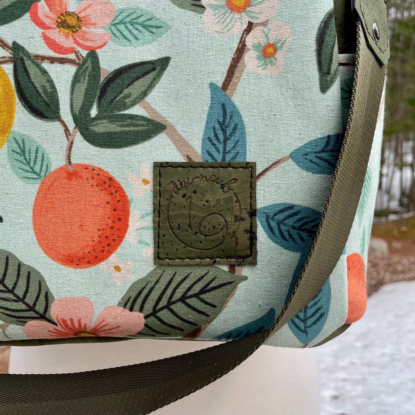 Le Gardien - Sac à dos à motif à motif d’agrumes, liège vert