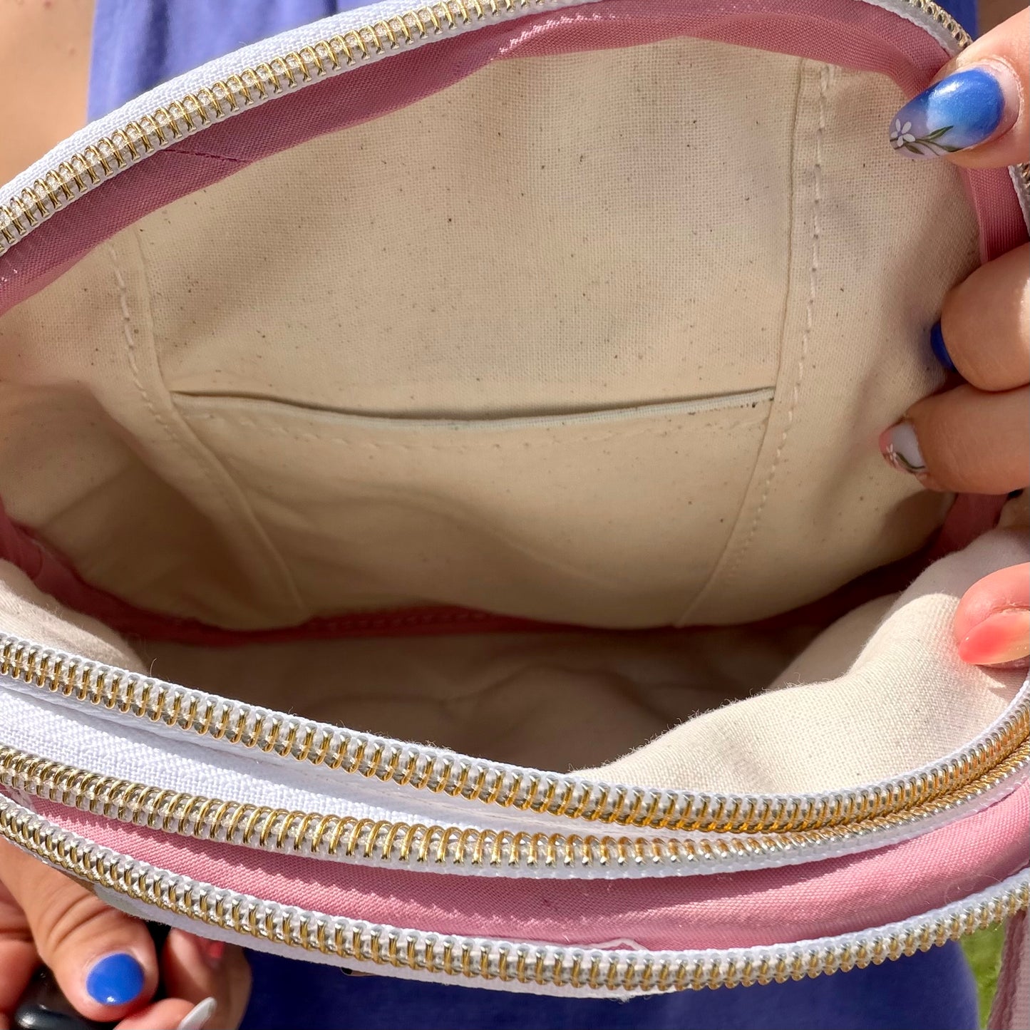 Sac bandoulière en canevas à motif de carreaux colorés, liège brun pâle
