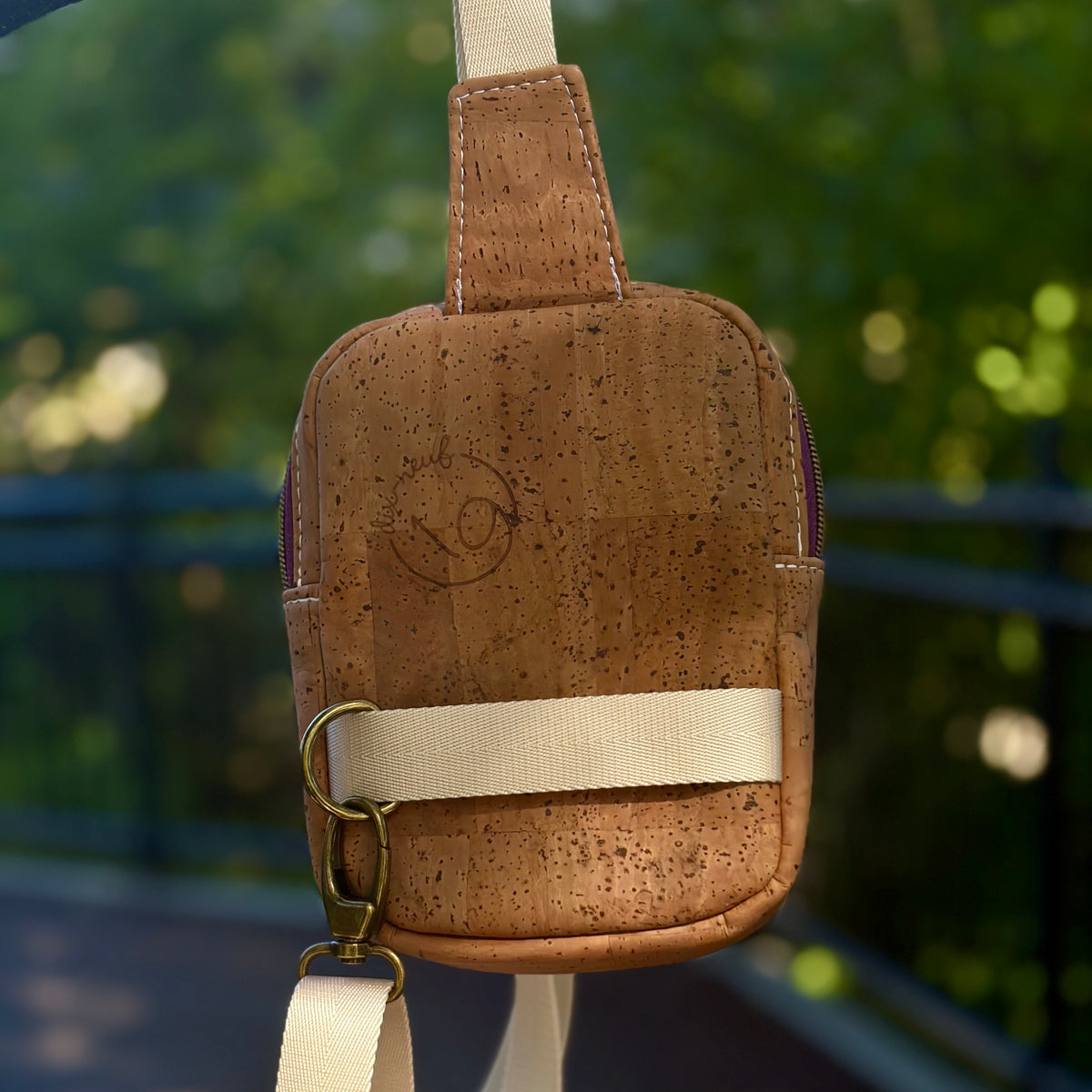 Sac de corps en canevas à motif de tournesols, liège brun pâle