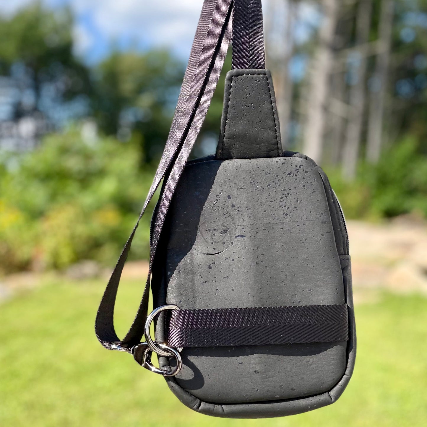 Sac de corps en canevas à motif de léopard, liège noir