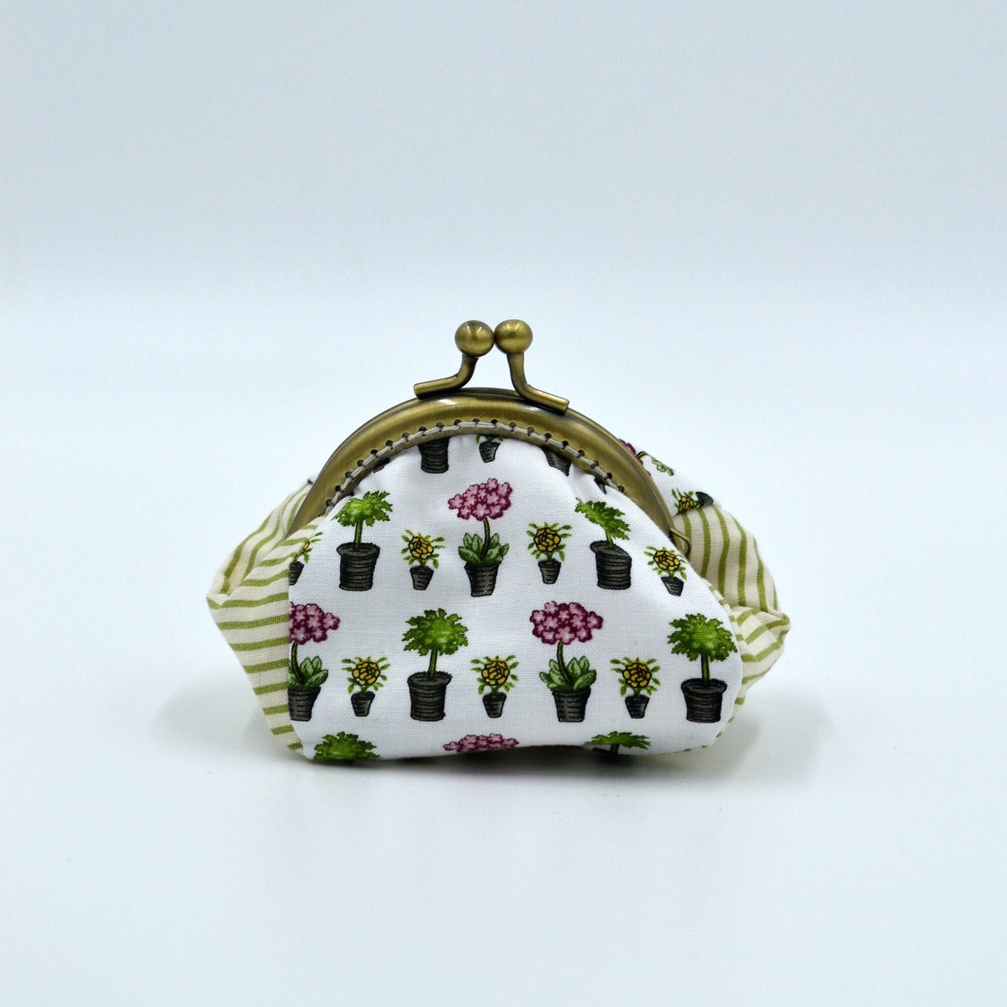 Porte-monnaie en coton à motifs de plantes, fleurs, fermoir en métal brossé, bourse pour argent, pochette